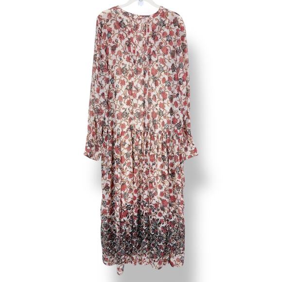 Free People Lightweight Sheer Lined See It Through Floral Long Sleeve Maxi Dress - Picture 10 of 16